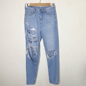 american eagle size 0 mom jeans light wash